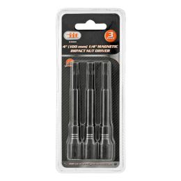 4" Magnetic 1/4" Impact Nut Driver Extender Set of 3 pieces - Illinois Industrial Tools 63065