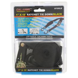 1" x 15' Ratchet Tie Down - Black